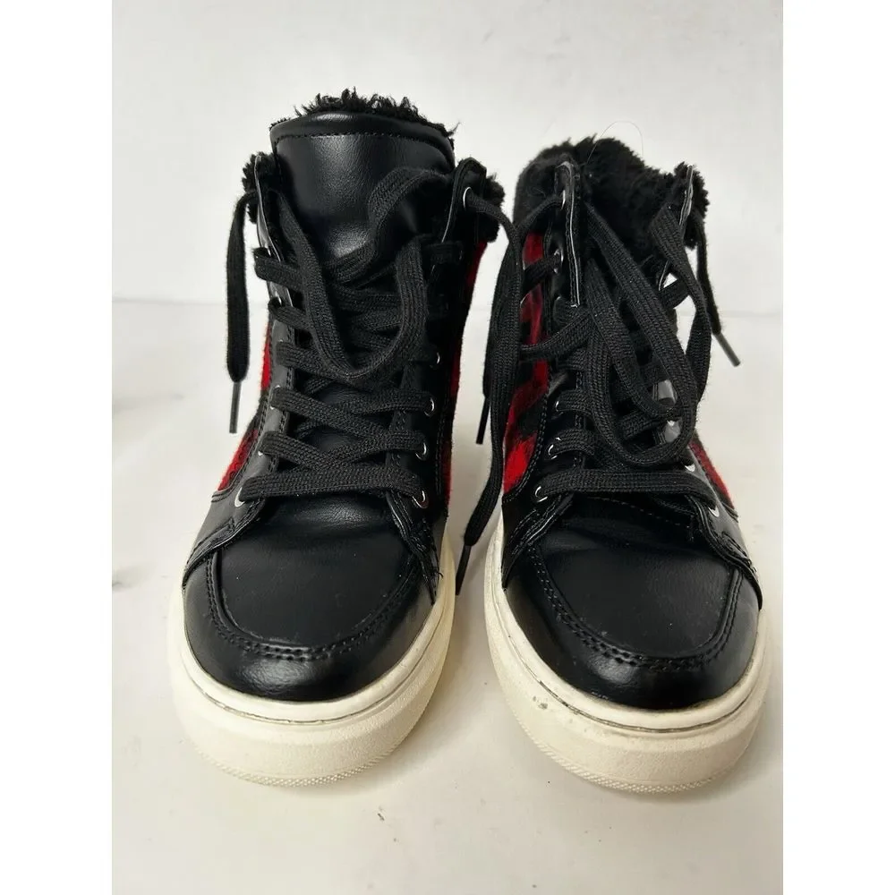Mark Fisher Fellow Buffalo Plaid Flannel Faux Shearling Sneaker  SIZE 6.5 EUC‎